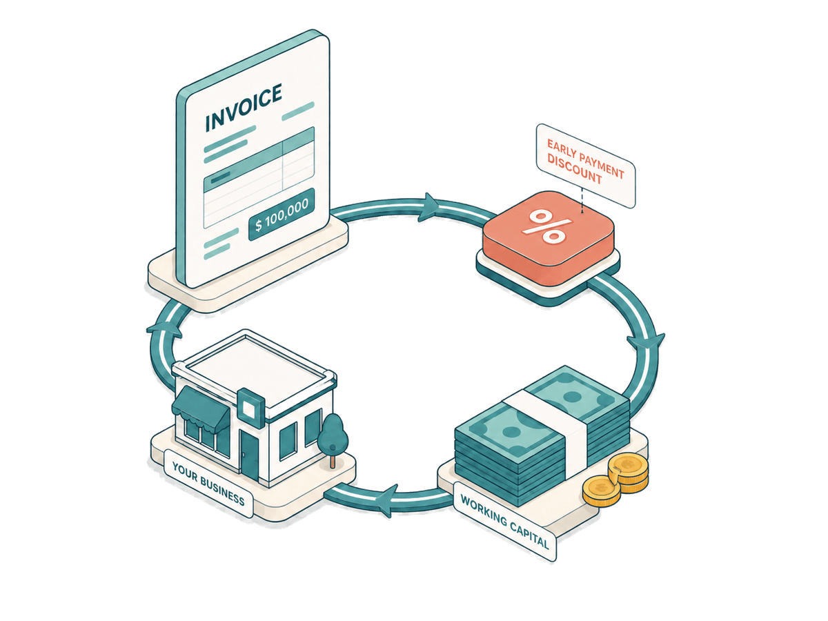 Isometric supply loop: an invoice financed early and returned as working capital